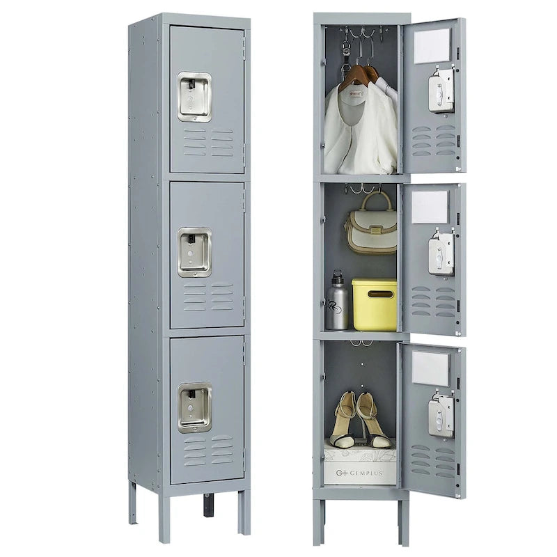 3-Door Metal Storage Locker with Lock