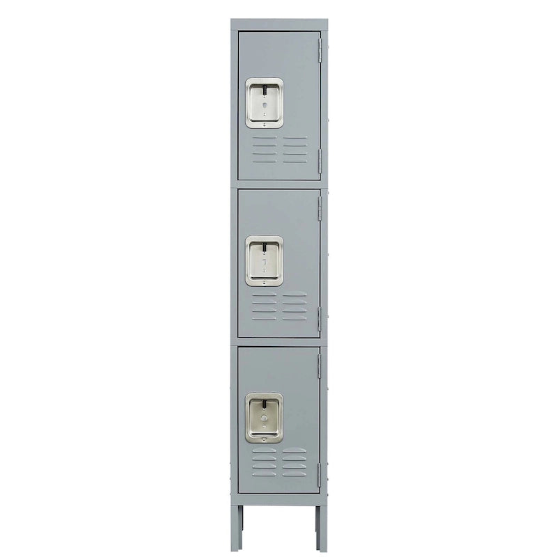 3-Door Metal Storage Locker with Lock