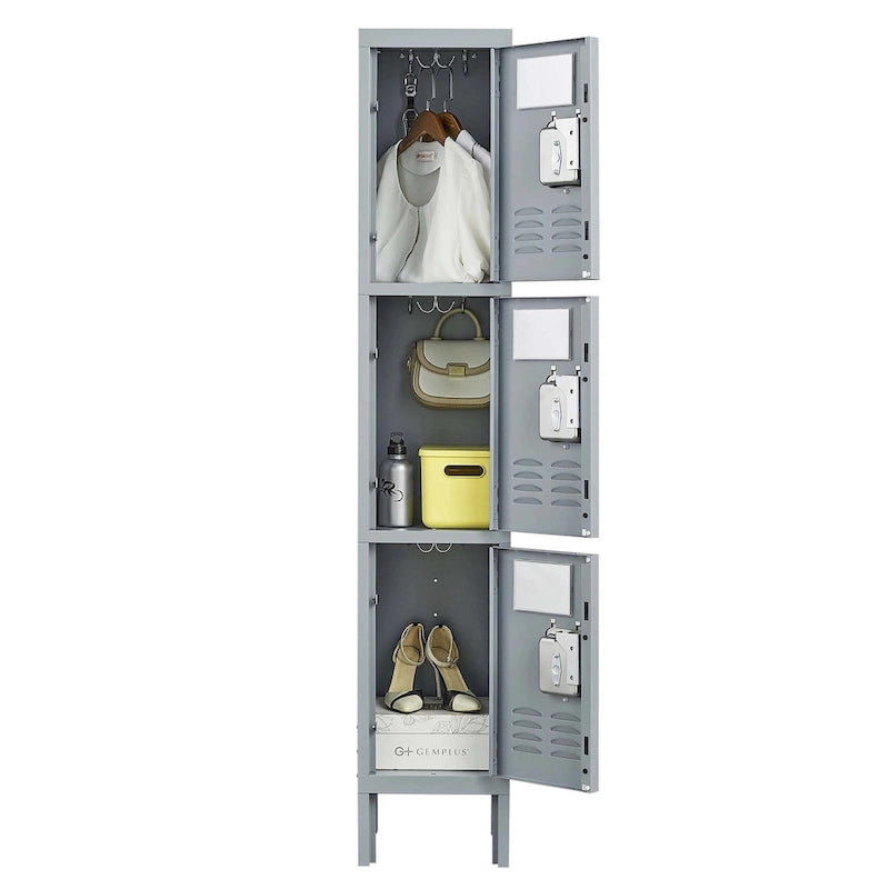 3-Door Metal Storage Locker with Lock