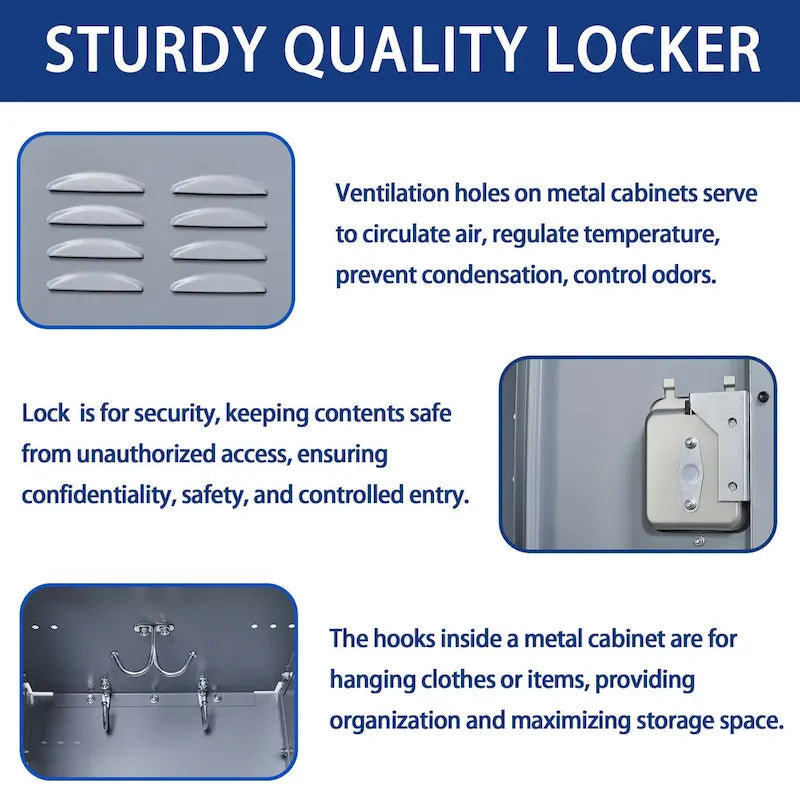 3-Door Metal Storage Locker with Lock