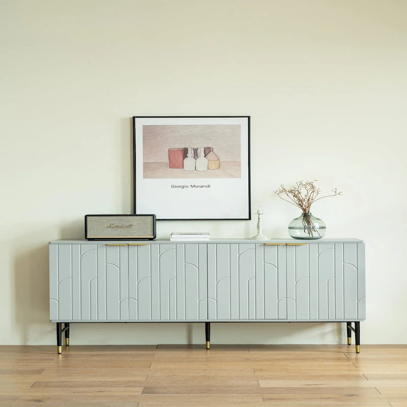 Sideboard Buffet Cabinet, Modern Accent Cabinet with 4 Door, Entryway Cabinet with Storage for Living Room, Dinning Room,Gray