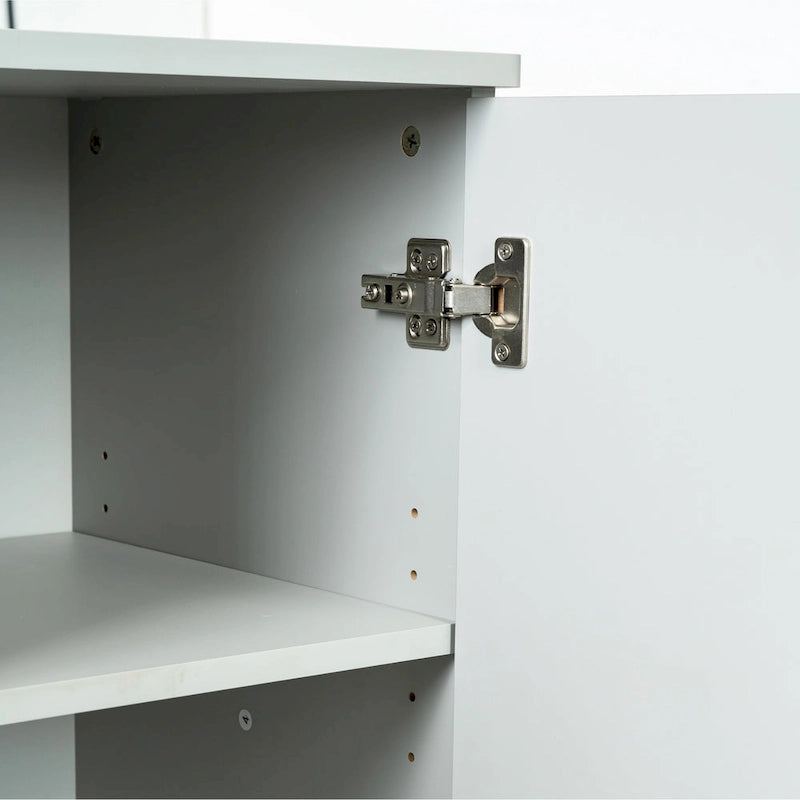 60" Modern Sideboard Buffet Cabinet with 4 Doors & Gold Handles