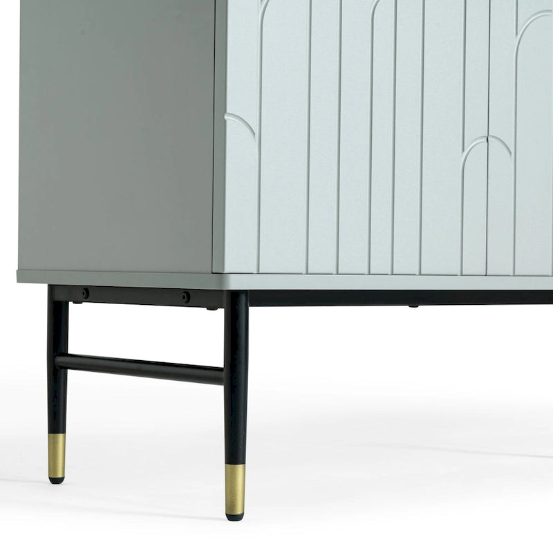 60" Modern Sideboard Buffet Cabinet with 4 Doors & Gold Handles