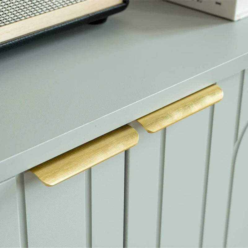 60" Modern Sideboard Buffet Cabinet with 4 Doors & Gold Handles