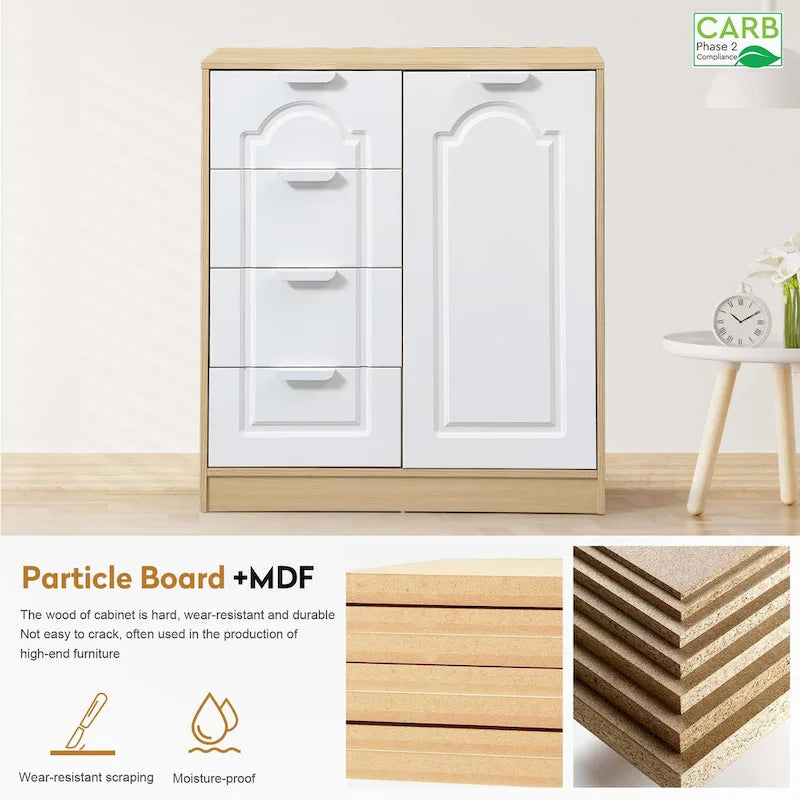 31.5" Storage Cabinet with 4 Drawers & Adjustable Shelf