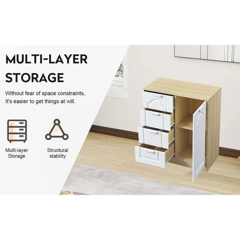 31.5" Storage Cabinet with 4 Drawers & Adjustable Shelf