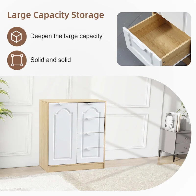 31.5" Storage Cabinet with 4 Drawers & Adjustable Shelf