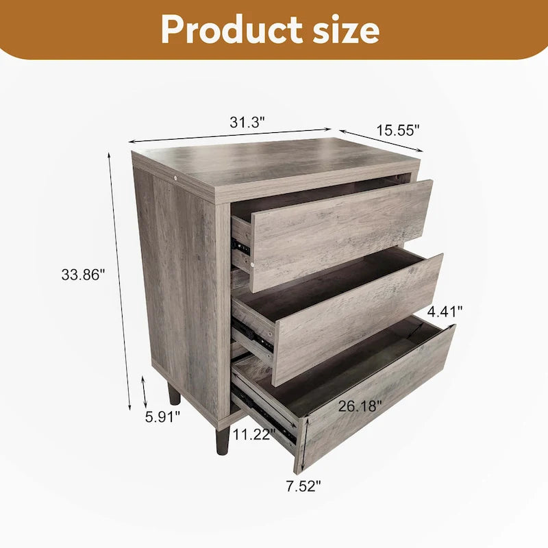 31.5" Storage Cabinet with 4 Drawers & Adjustable Shelf