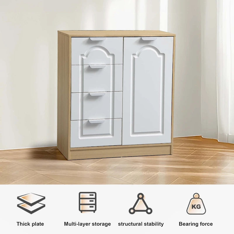 31.5" Storage Cabinet with 4 Drawers & Adjustable Shelf