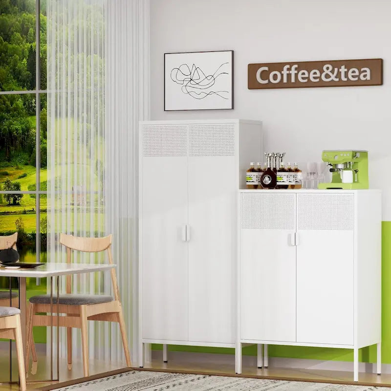 61" Tall Metal Storage Cabinet with Adjustable Shelves & Ventilated Doors