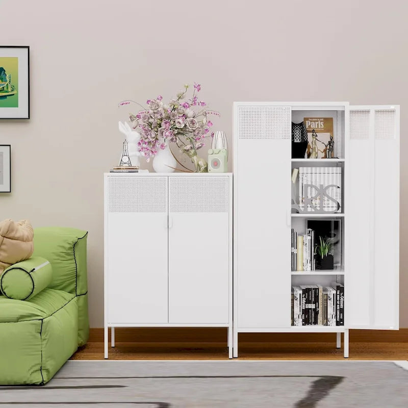 61" Tall Metal Storage Cabinet with Adjustable Shelves & Ventilated Doors