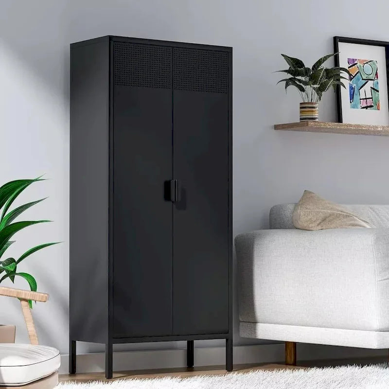61" Tall Metal Storage Cabinet with Adjustable Shelves & Ventilated Doors