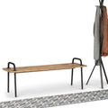 55" Solid Mango Wood Industrial Entryway Bench with Metal Legs