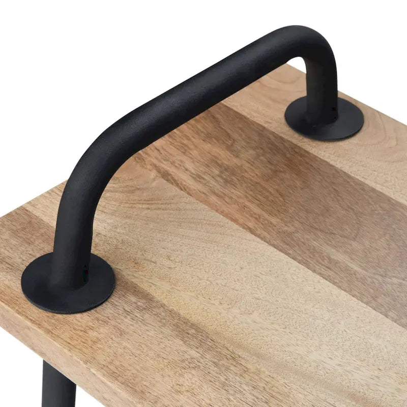 55" Solid Mango Wood Industrial Entryway Bench with Metal Legs