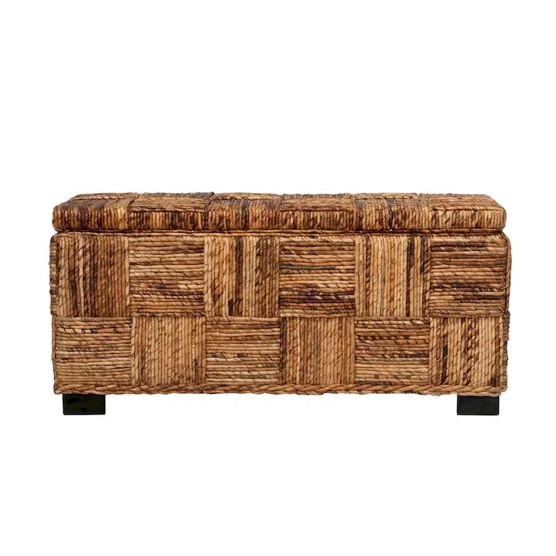 Geometric Abaca Handwoven Storage Bench