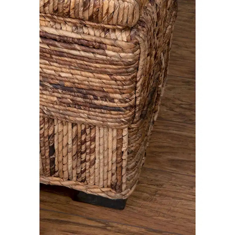 Geometric Abaca Handwoven Storage Bench