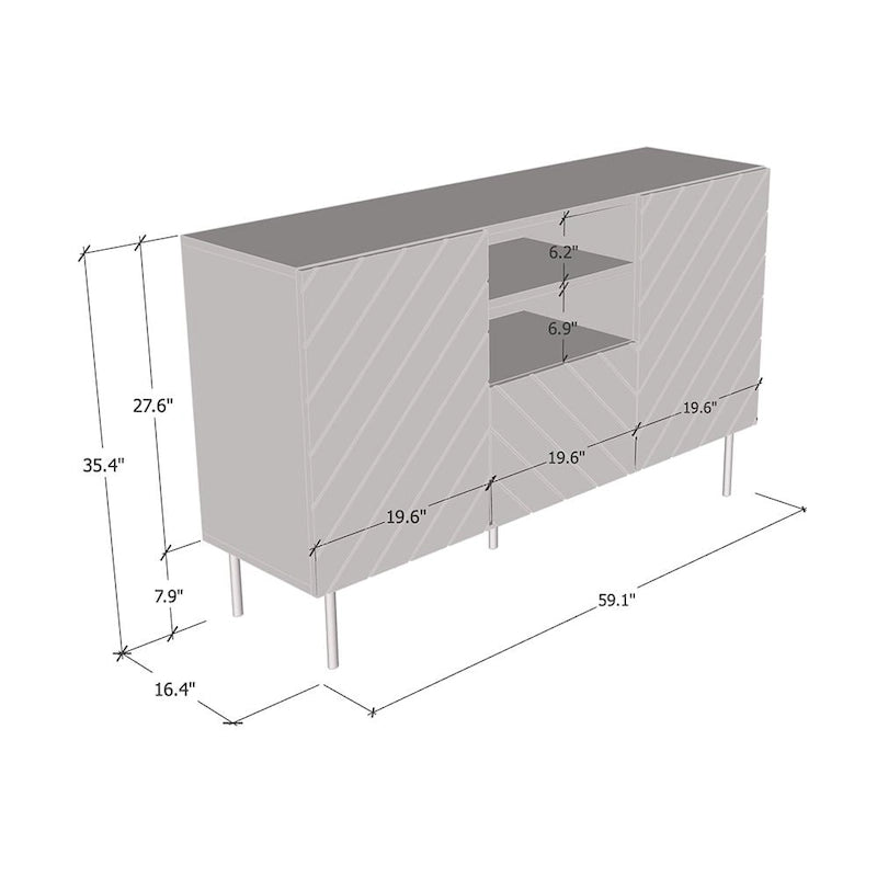 59" Modern High-Gloss Sideboard Buffet Cabinet