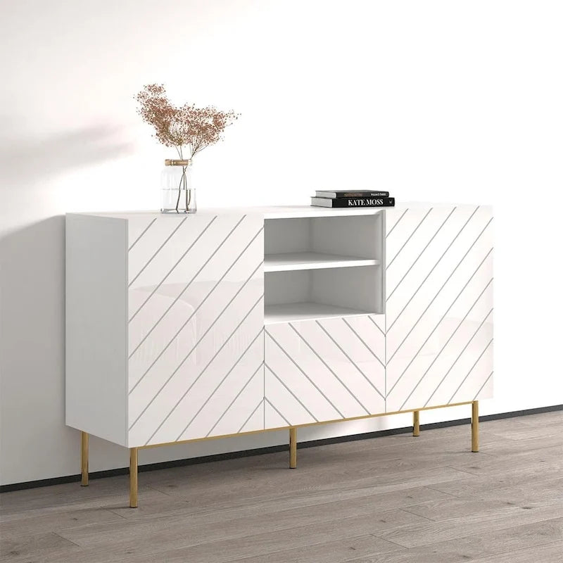 59" Modern High-Gloss Sideboard Buffet Cabinet