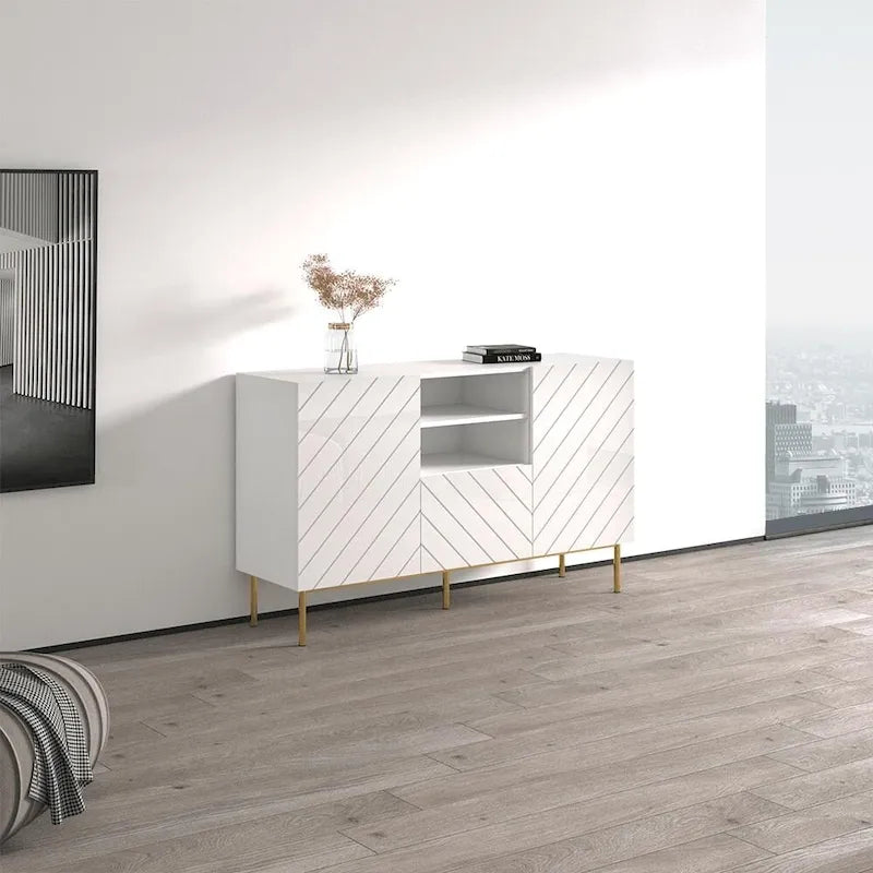 59" Modern High-Gloss Sideboard Buffet Cabinet