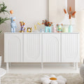 63" Minimalist Sideboard Cabinet with 4 Push-Open Doors & Pine Legs
