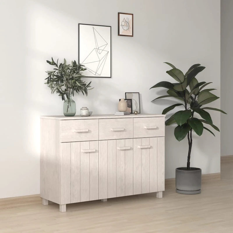 Solid Pine Wood Sideboard Buffet Cabinet with 3 Doors & 3 Drawers
