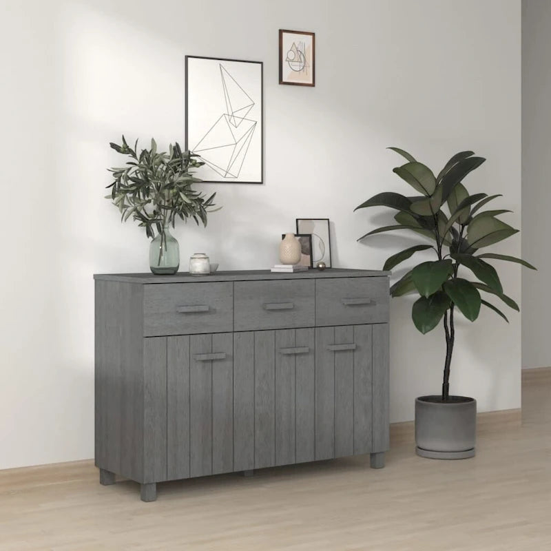 Solid Pine Wood Sideboard Buffet Cabinet with 3 Doors & 3 Drawers