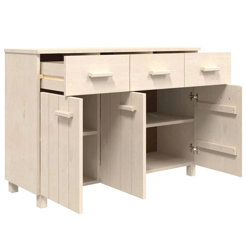 Solid Pine Wood Sideboard Buffet Cabinet with 3 Doors & 3 Drawers