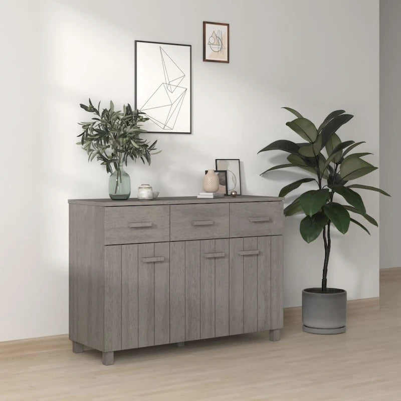 Solid Pine Wood Sideboard Buffet Cabinet with 3 Doors & 3 Drawers