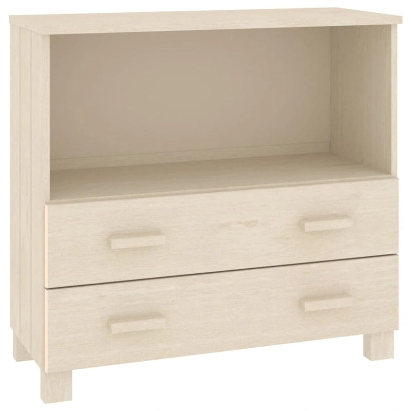 Solid Pine Wood Sideboard Cabinet with 2 Drawers & Open Compartment