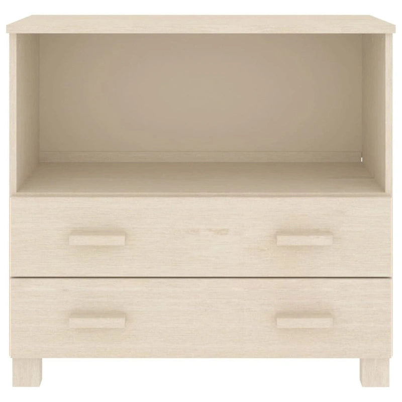 Solid Pine Wood Sideboard Cabinet with 2 Drawers & Open Compartment