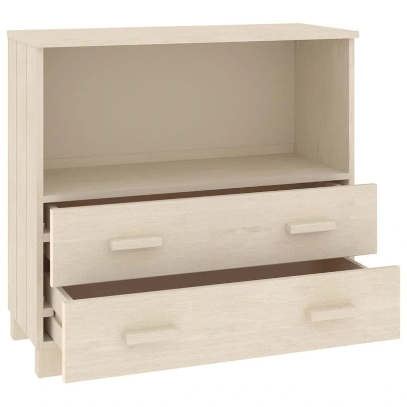 Solid Pine Wood Sideboard Cabinet with 2 Drawers & Open Compartment