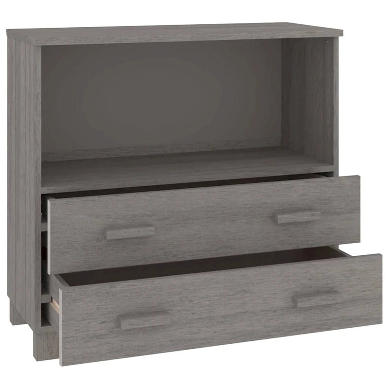 Solid Pine Wood Sideboard Cabinet with 2 Drawers & Open Compartment