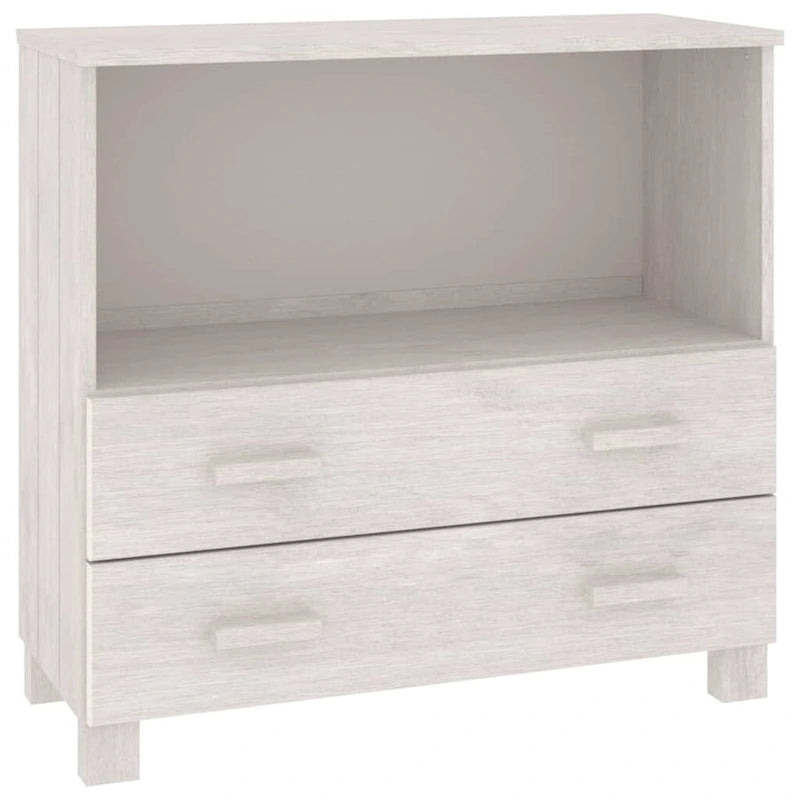 Solid Pine Wood Sideboard Cabinet with 2 Drawers & Open Compartment
