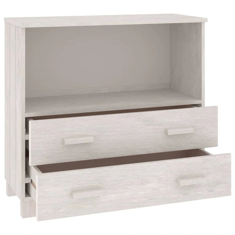 Solid Pine Wood Sideboard Cabinet with 2 Drawers & Open Compartment