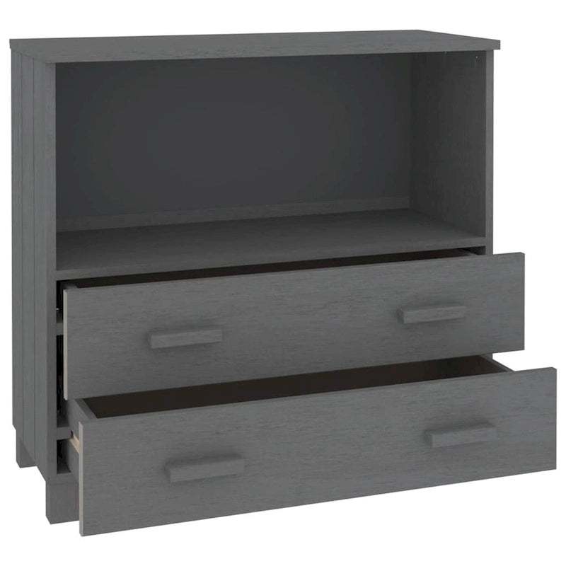Solid Pine Wood Sideboard Cabinet with 2 Drawers & Open Compartment