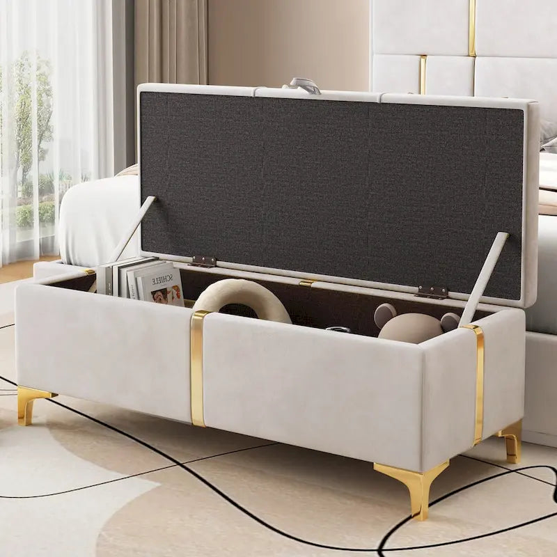 Upholstered Storage Ottoman Bench