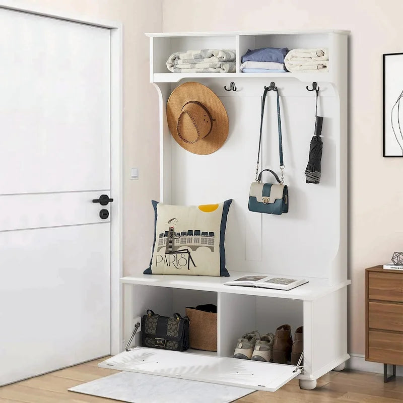 Modern Minimalist Hall Tree with Bench & Storage