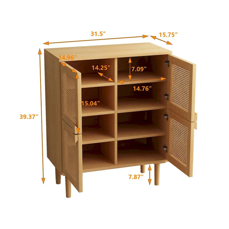 4-Door Rattan Mesh Storage Cabinet