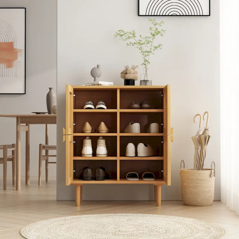 4-Door Rattan Mesh Storage Cabinet