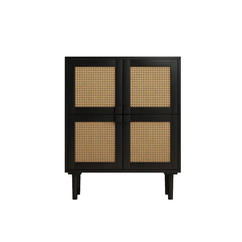 4-Door Rattan Mesh Storage Cabinet