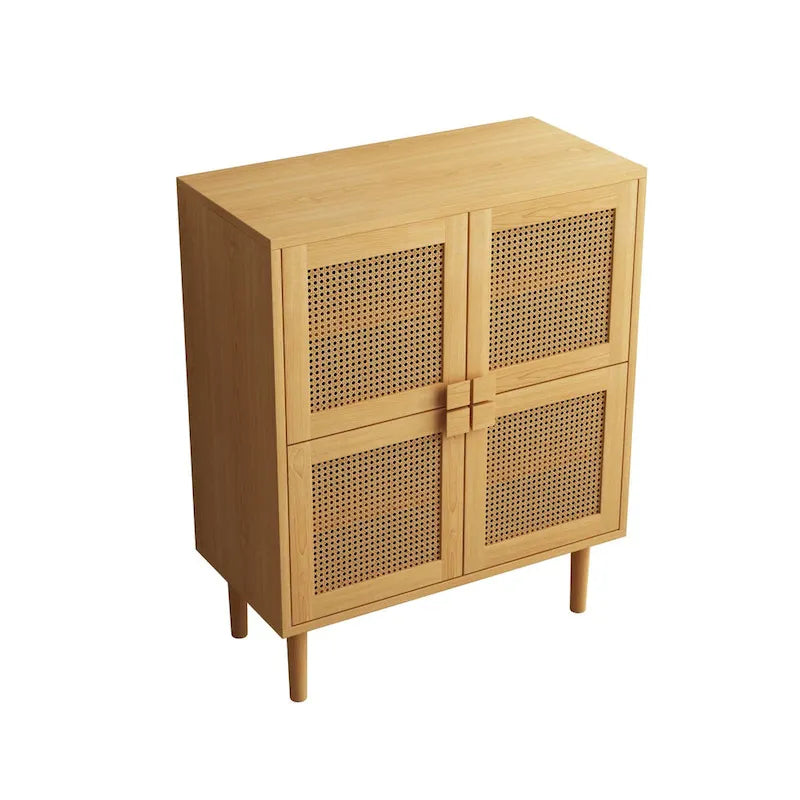 4-Door Rattan Mesh Storage Cabinet