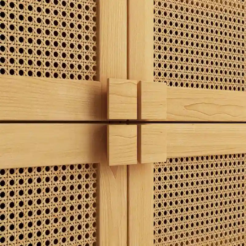 4-Door Rattan Mesh Storage Cabinet
