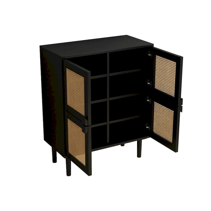 4-Door Rattan Mesh Storage Cabinet