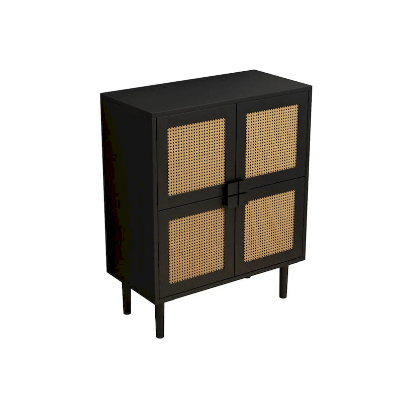 4-Door Rattan Mesh Storage Cabinet