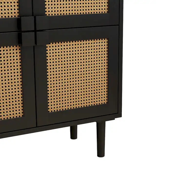 4-Door Rattan Mesh Storage Cabinet