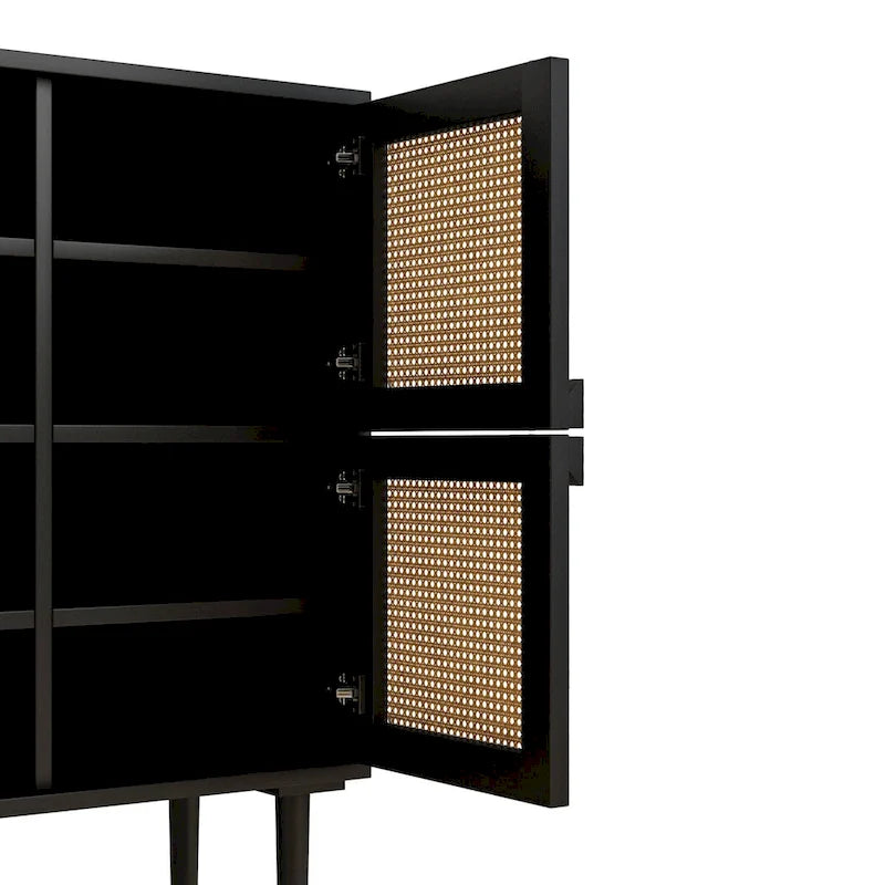 4-Door Rattan Mesh Storage Cabinet