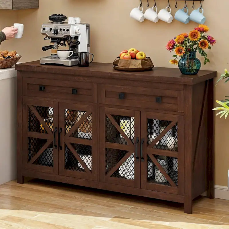 55" Farmhouse Sideboard Buffet Cabinet with Storage