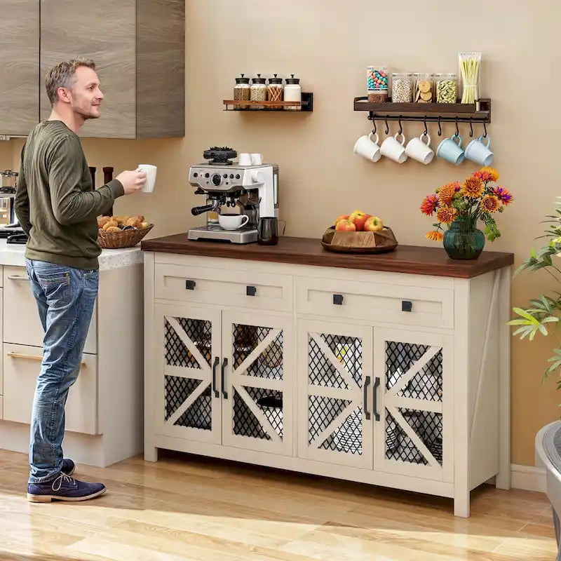 55" Farmhouse Sideboard Buffet Cabinet with Storage