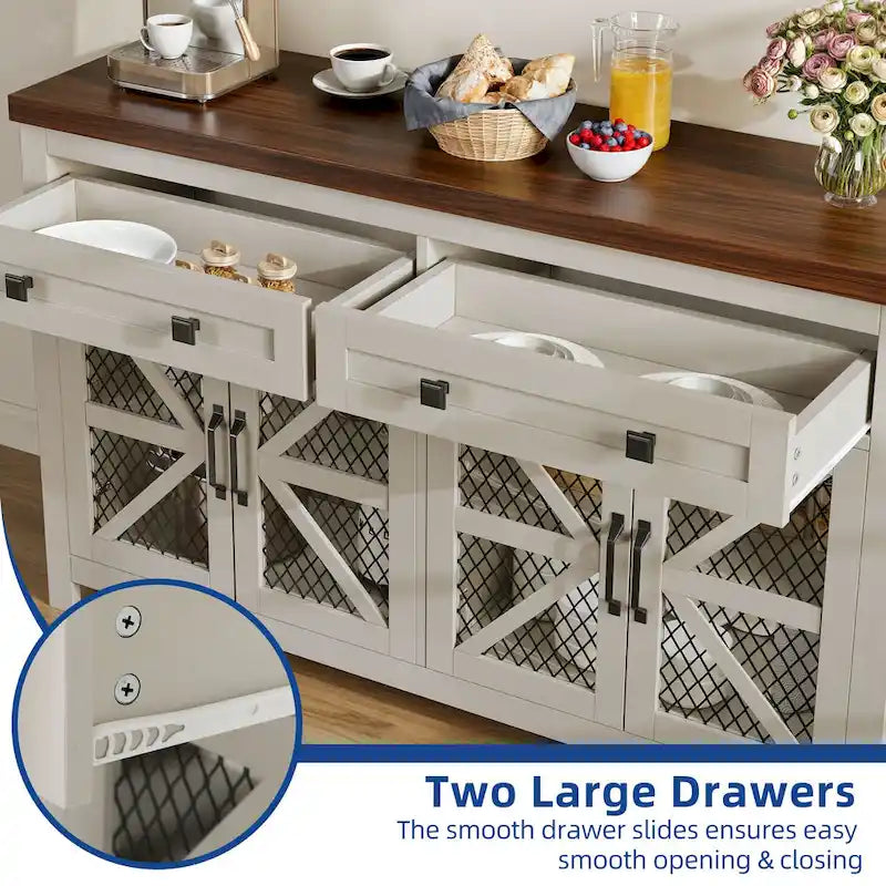 55" Farmhouse Sideboard Buffet Cabinet with Storage