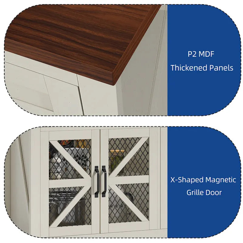 55" Farmhouse Sideboard Buffet Cabinet with Storage